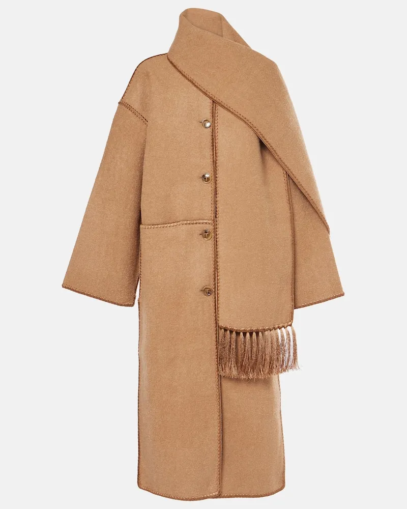 Totême Cappotto in misto lana con sciarpa Marrone