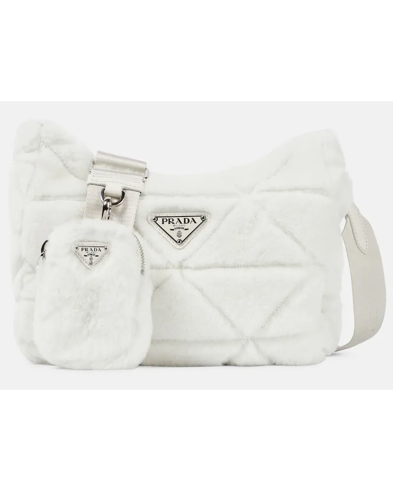 Prada Borsa a spalla Re-Edition 2000 in shearling Bianco