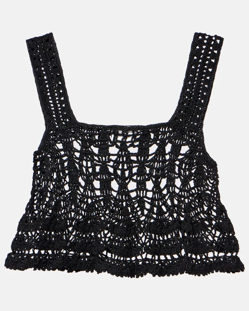 Anna Kosturova Top cropped Cotillion in crochet Nero