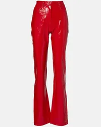 Norma Kamali Pantaloni bootcut in similpelle Rosso