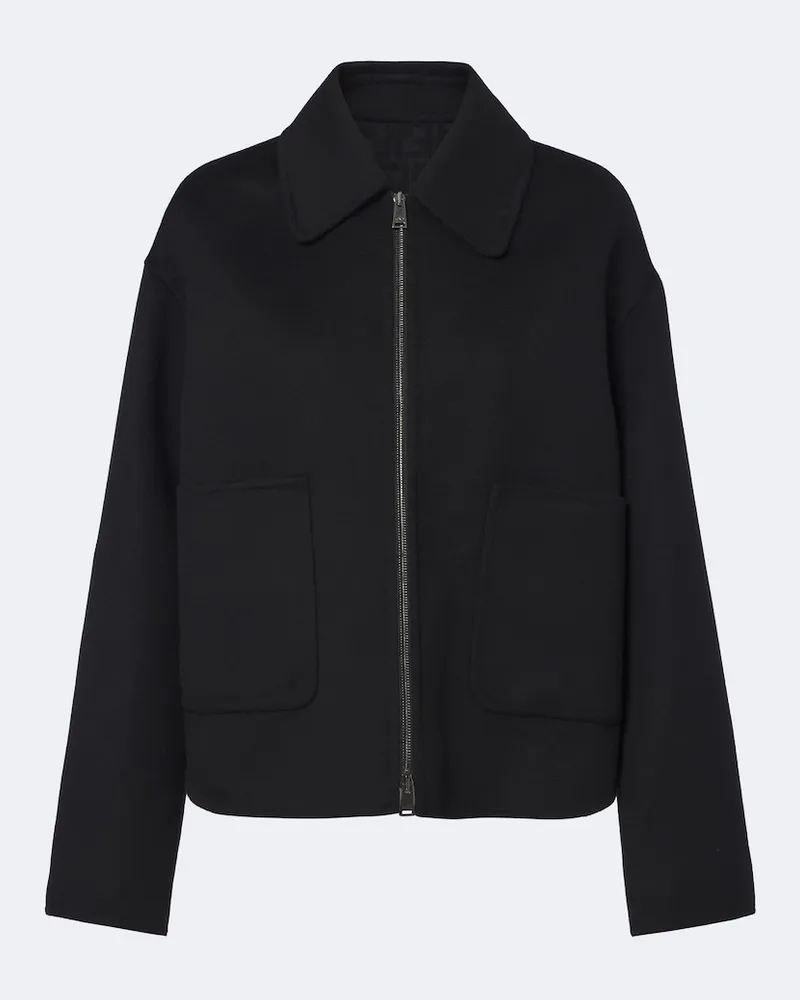 Fendi Giacca blouson in lana e seta Nero