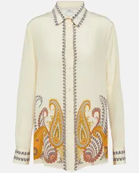 Etro Blusa in seta con stampa paisley Bianco