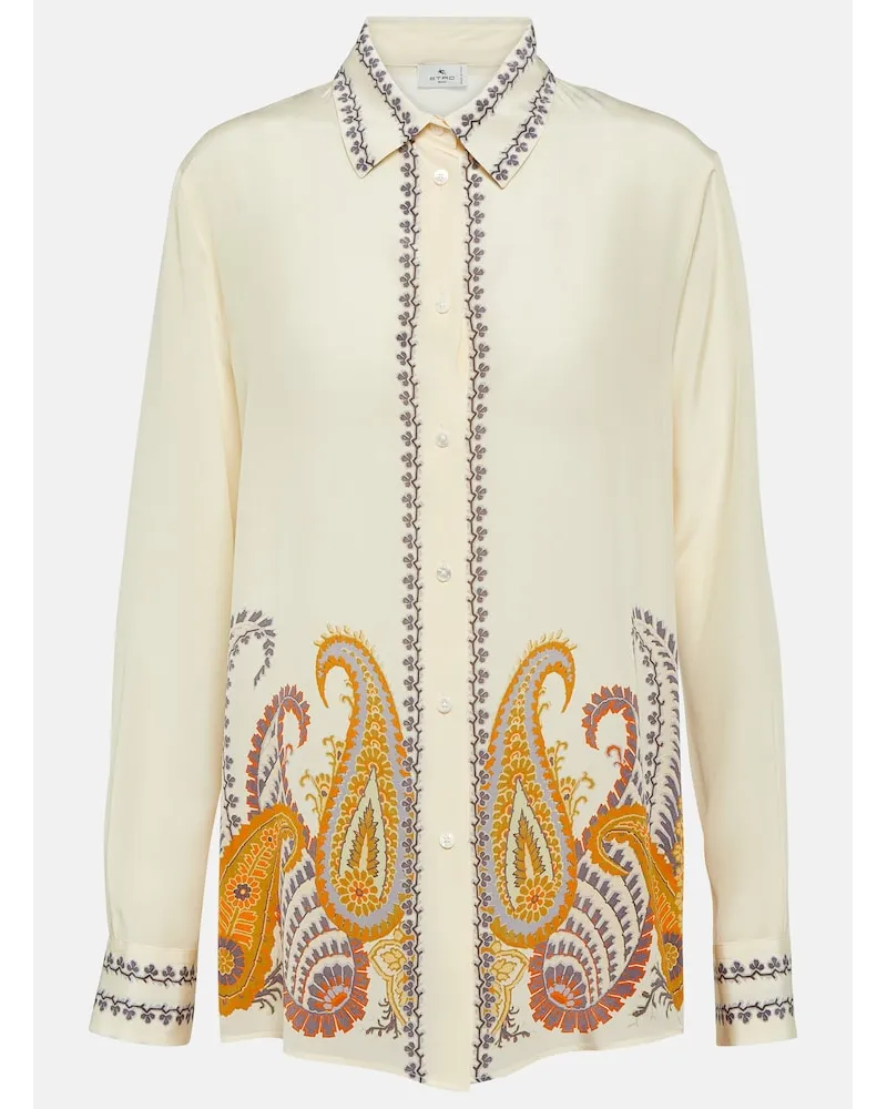 Etro Blusa in seta con stampa paisley Bianco