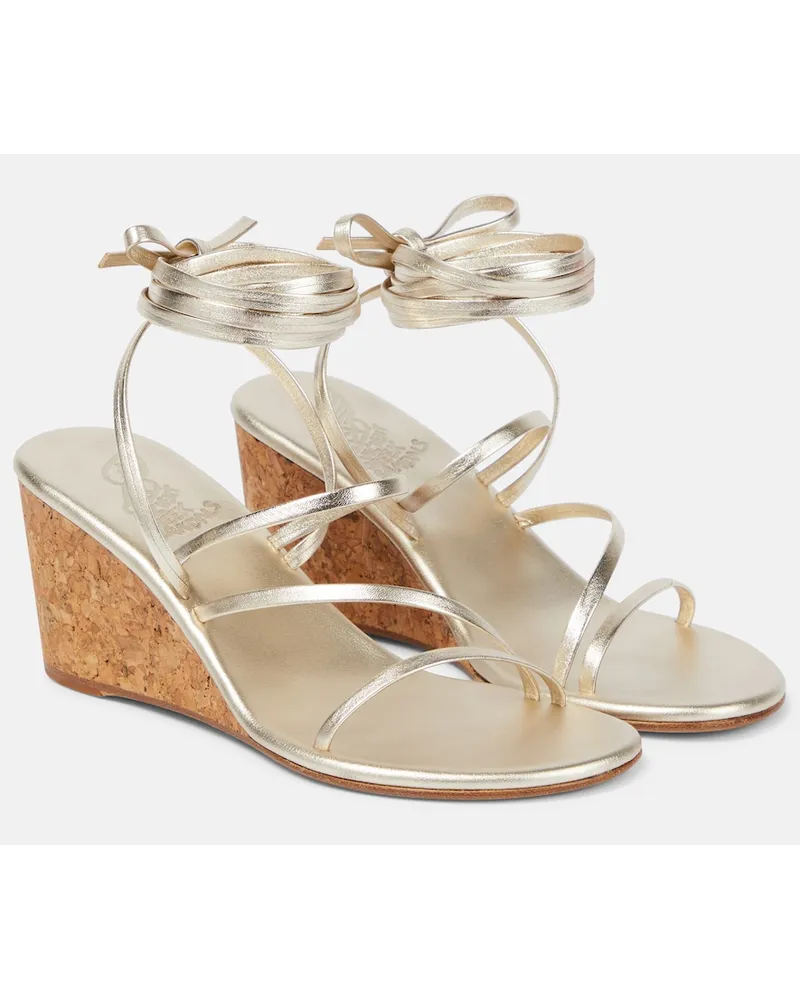 Ancient Greek Sandals Sandali Lithi in pelle con zeppa Metallizzato