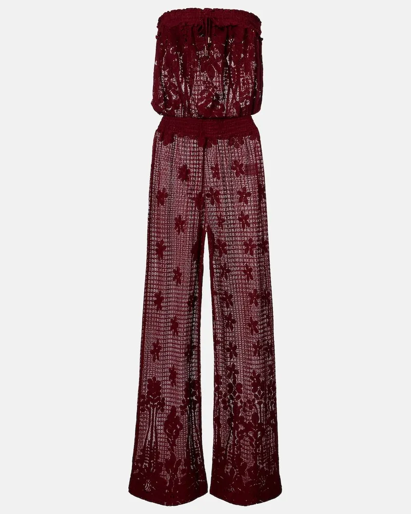 Melissa Odabash Jumpsuit Viv in pizzo di misto cotone Borgogna
