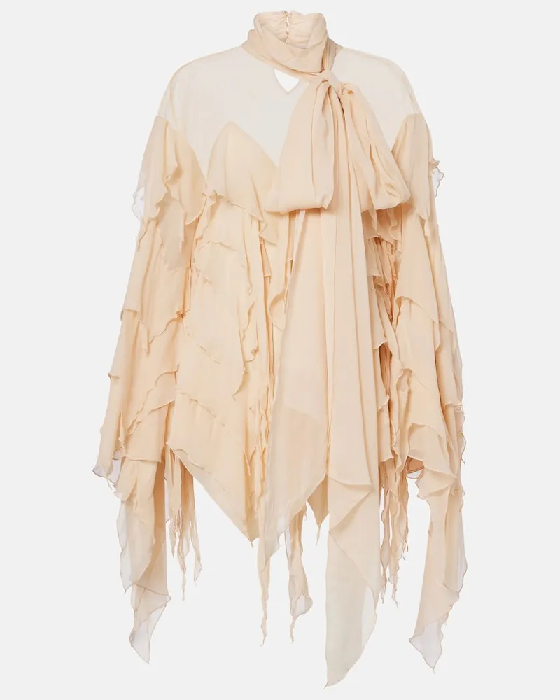 Blumarine Blusa in georgette con volant Beige