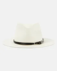 Brunello Cucinelli Fedora in paglia con pelle Bianco