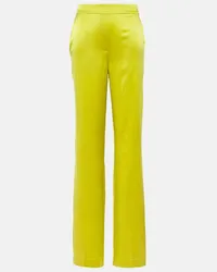 Joseph Pantaloni regular Tova in raso di seta Giallo