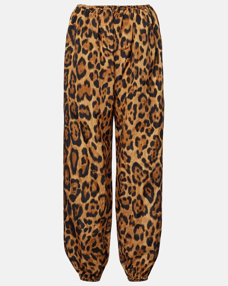 Alaïa AlaÃ¯a Pantaloni con stampa leopardata Marrone