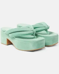 Dries van Noten Sandali infradito in pelle con plateau Turchese