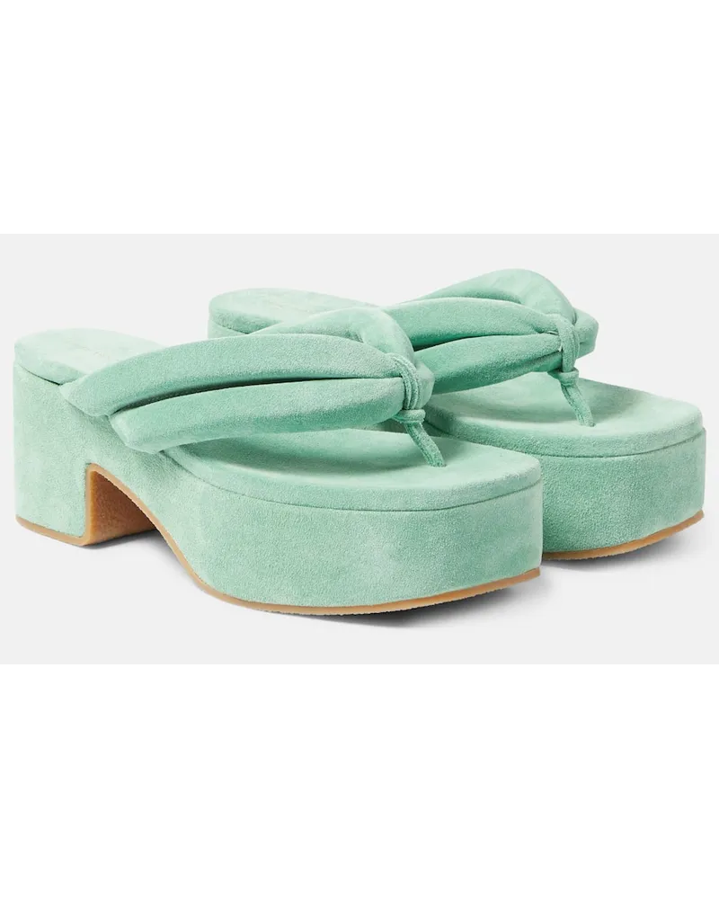 Dries van Noten Sandali infradito in pelle con plateau Turchese