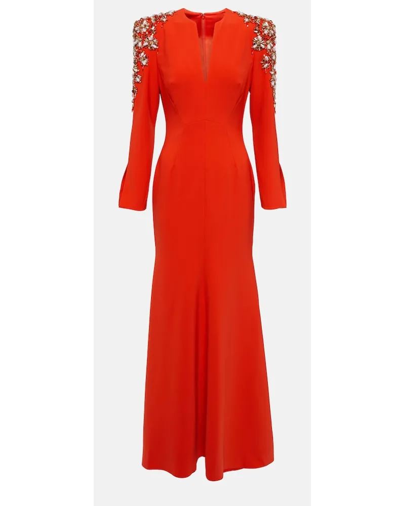 Jenny Packham Abito lungo Kay in crÃªpe con decorazione Rosso