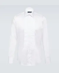 Thom Sweeney Camicia da smoking in misto cotone Bianco