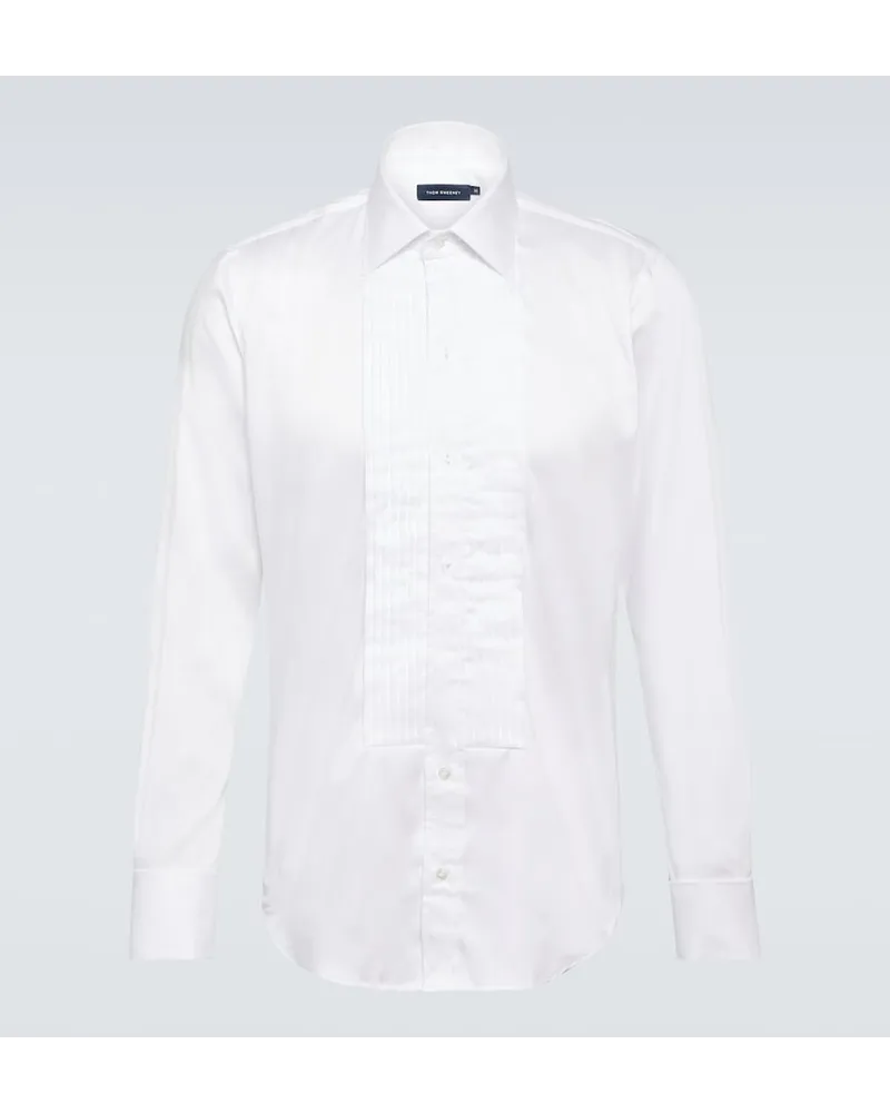 Thom Sweeney Camicia da smoking in misto cotone Bianco