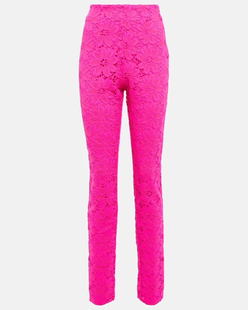 ROTATE Birger Christensen Pantaloni a vita alta in pizzo Rosa
