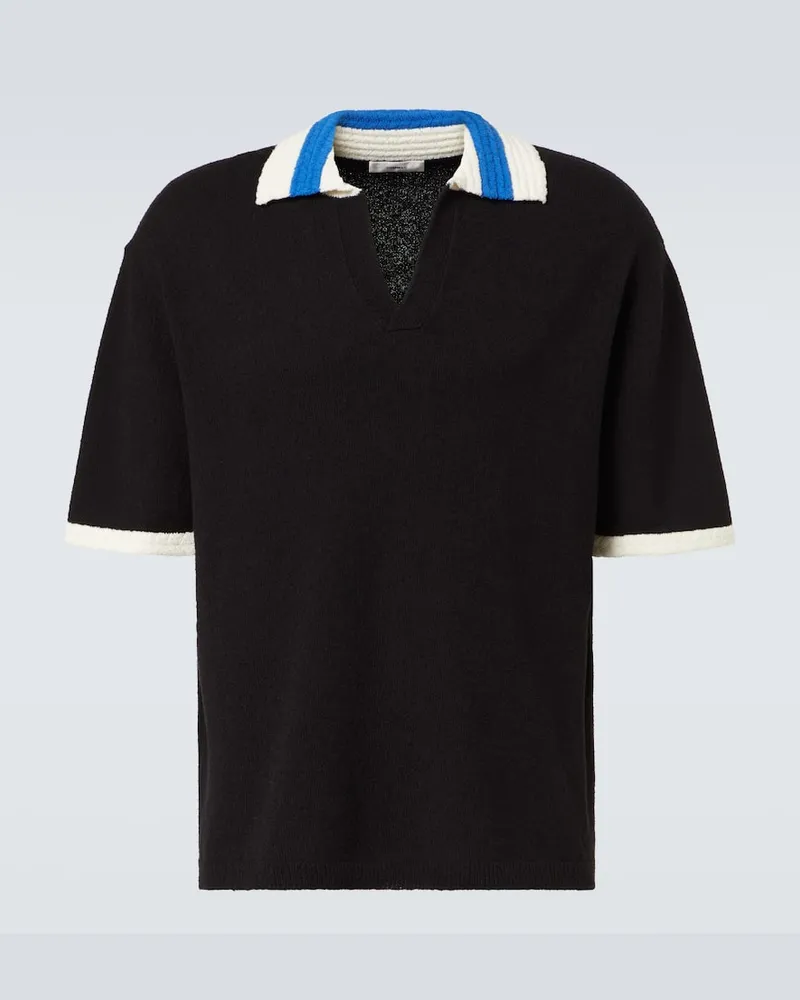 COMMAS Polo in crochet di misto cotone Nero