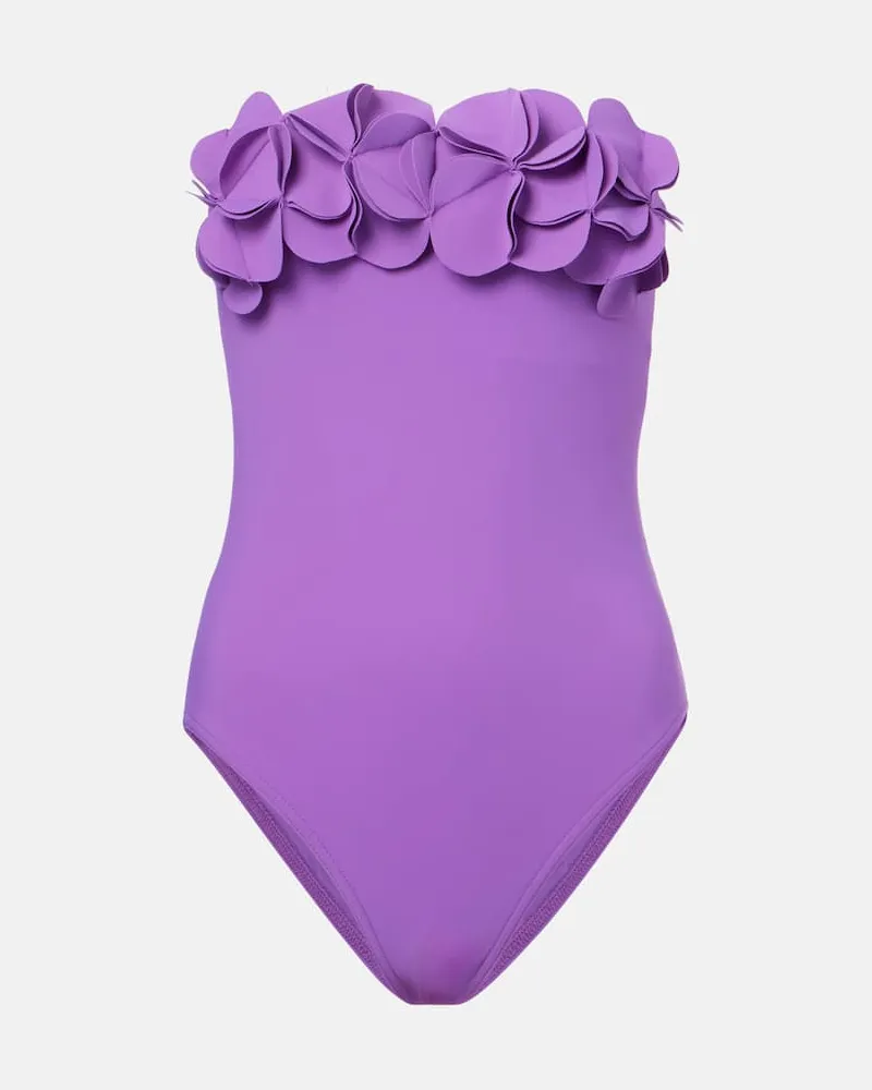 Karla Colletto Costume intero Tess con applicazioni floreali Viola