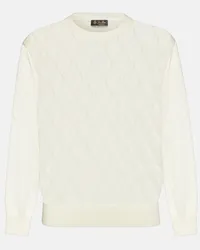 Loro Piana Pullover Piura Argyle in cashmere e seta Bianco