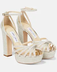 Jimmy Choo Sandali con plateau Isra glitterati Metallizzato