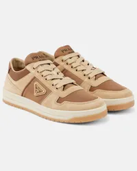 Prada Sneakers Downtown in Re-Nylon e suede Marrone