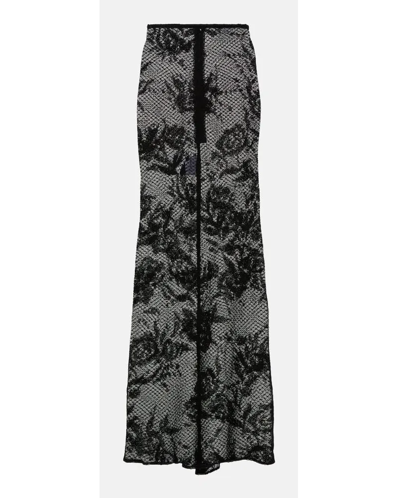 Alaïa AlaÃ¯a Gonna lunga in mesh con stampa Nero