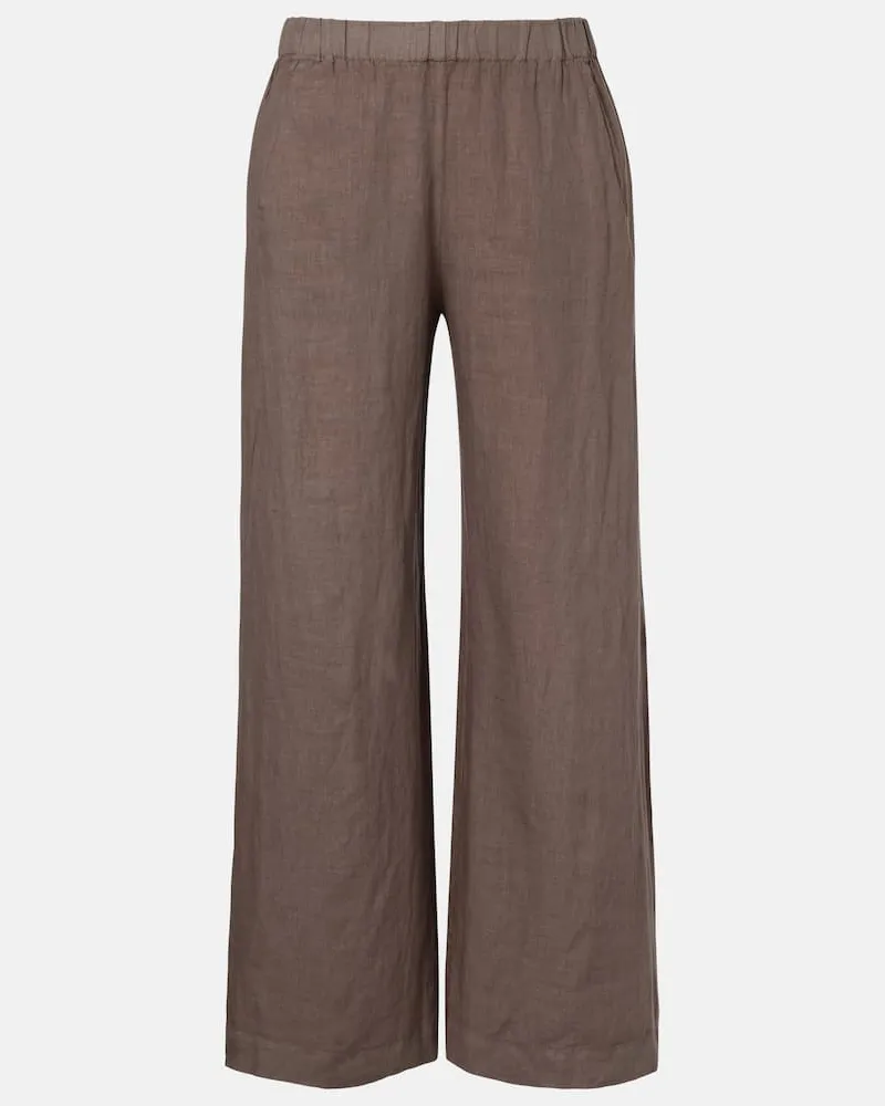 Velvet Pantaloni Lola a gamba larga in lino Marrone