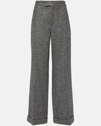 Brunello Cucinelli Pantaloni flared in misto lana Grigio