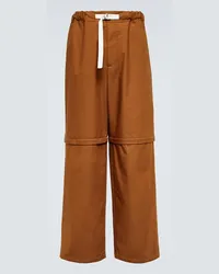 Jil Sander Pantaloni in cotone a gamba larga Marrone