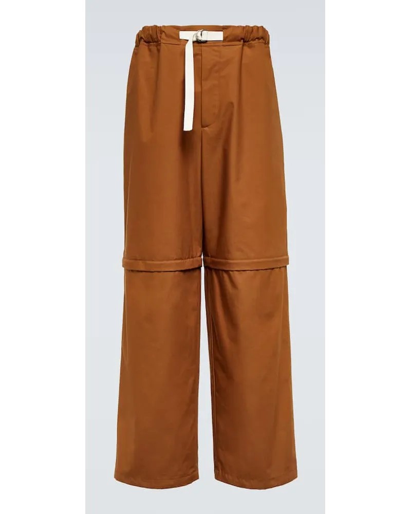 Jil Sander Pantaloni in cotone a gamba larga Marrone