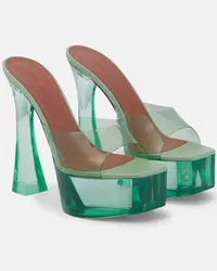 Amina Muaddi Sandali Dalida Glass in PVC con plateau Verde