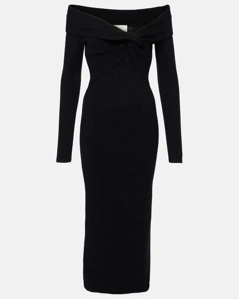 Roland Mouret Abito midi in misto lana e cashmere Nero