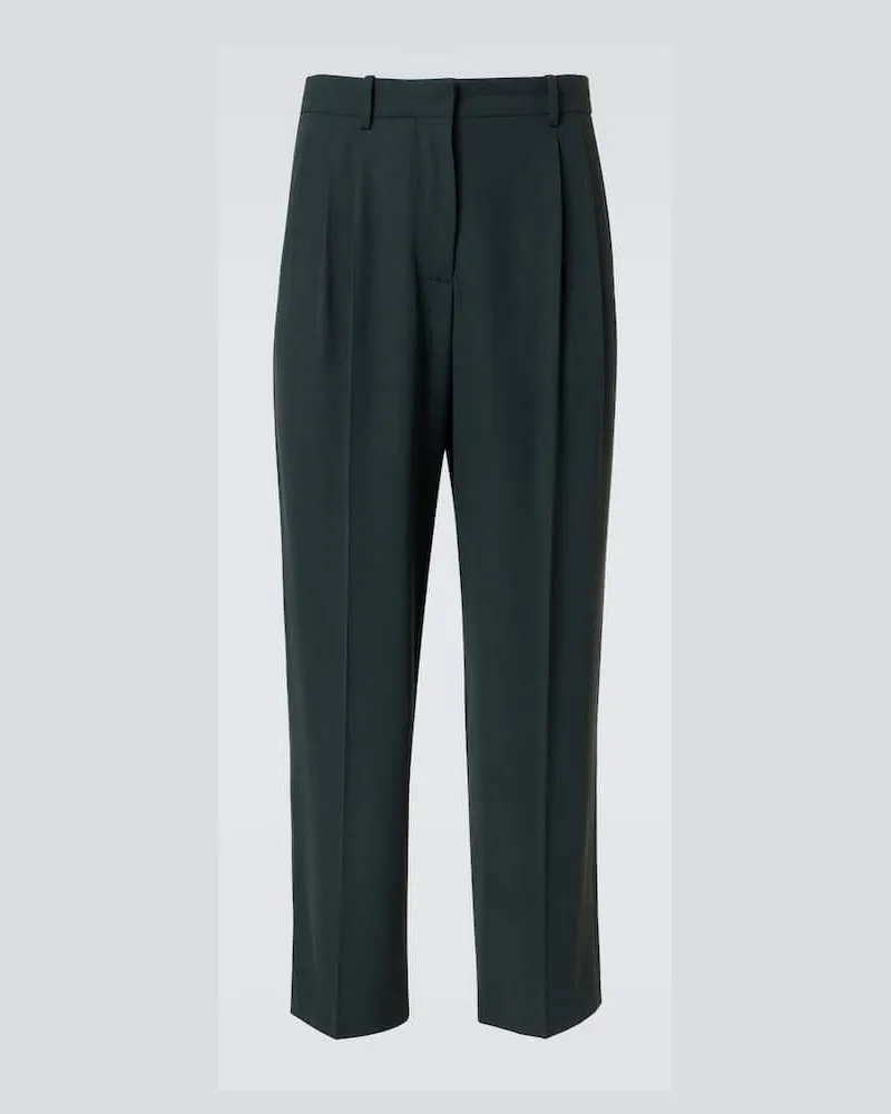 The Row Pantaloni regular Silas in misto lana Verde