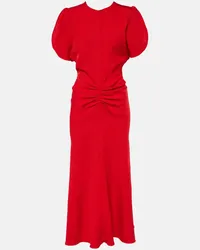 Victoria Beckham Abito midi con ruches Rosso