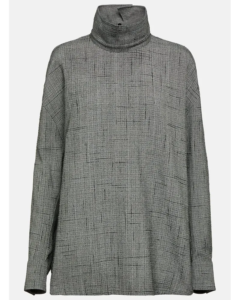 Bottega Veneta Blusa oversize in misto seta Grigio