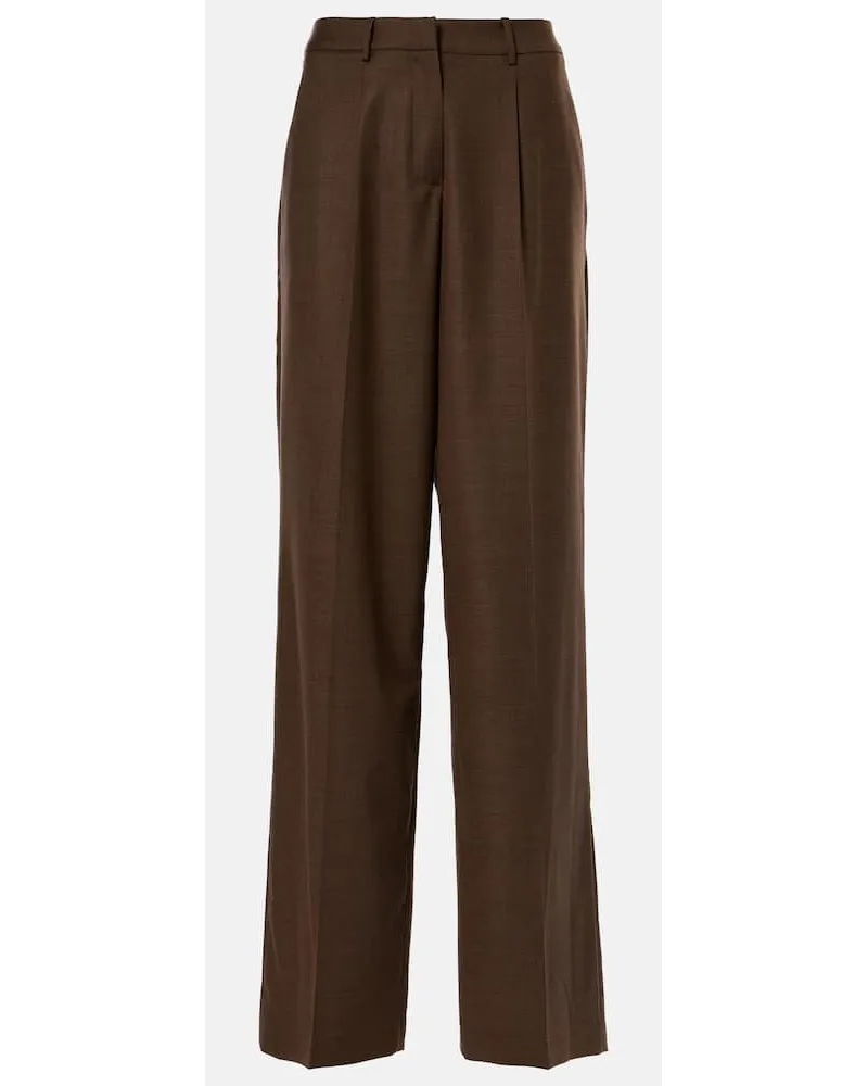 Magda Butrym Pantaloni in lana a gamba larga Marrone