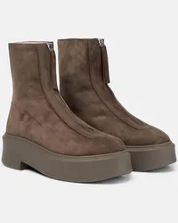 The Row Stivaletti Zipped Boot 1 in suede Marrone