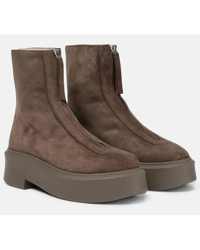 The Row Stivaletti Zipped Boot 1 in suede Marrone