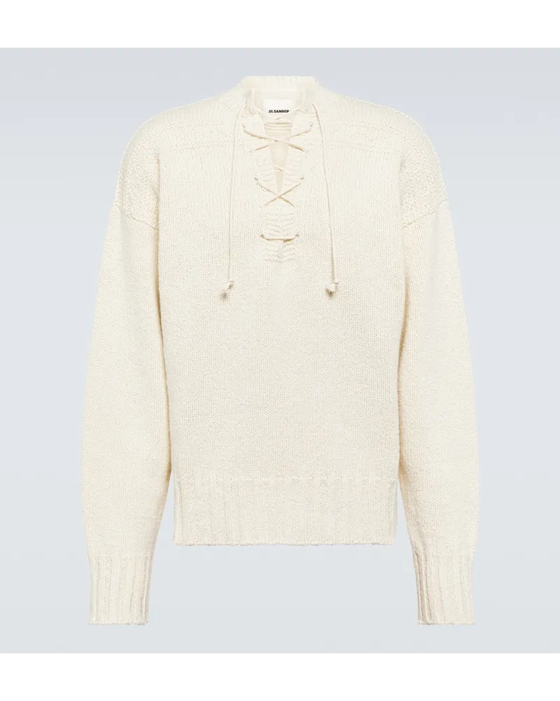 Jil Sander Pullover in lana e seta Bianco