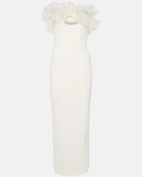 Alessandra Rich Abito lungo in cady con organza Bianco