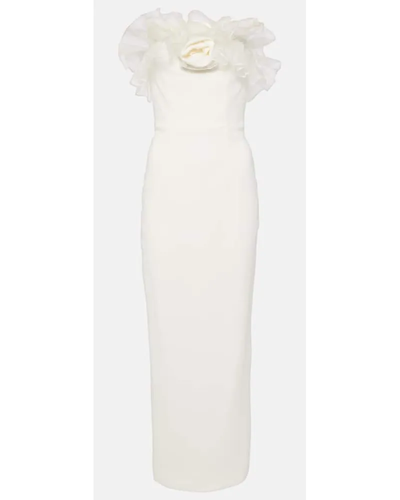 Alessandra Rich Abito lungo in cady con organza Bianco