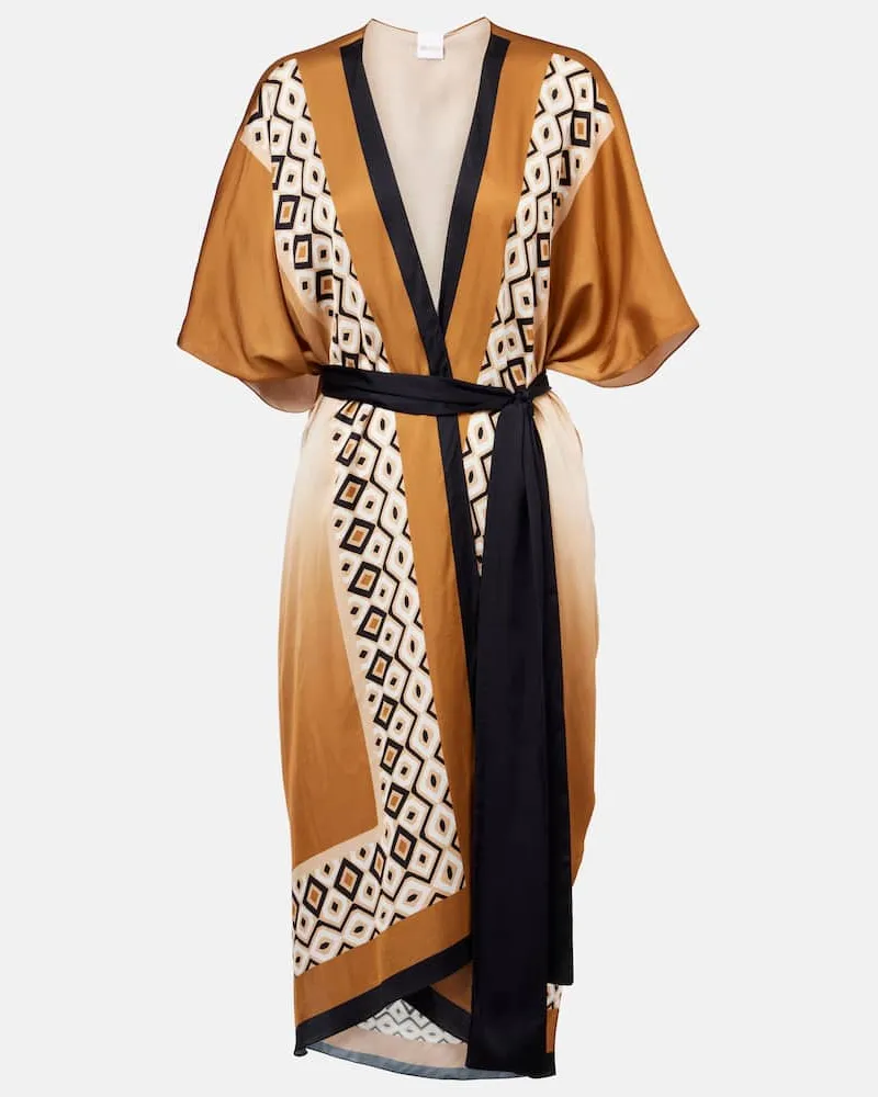 Max Mara Copricostume Dany in raso con stampa Marrone