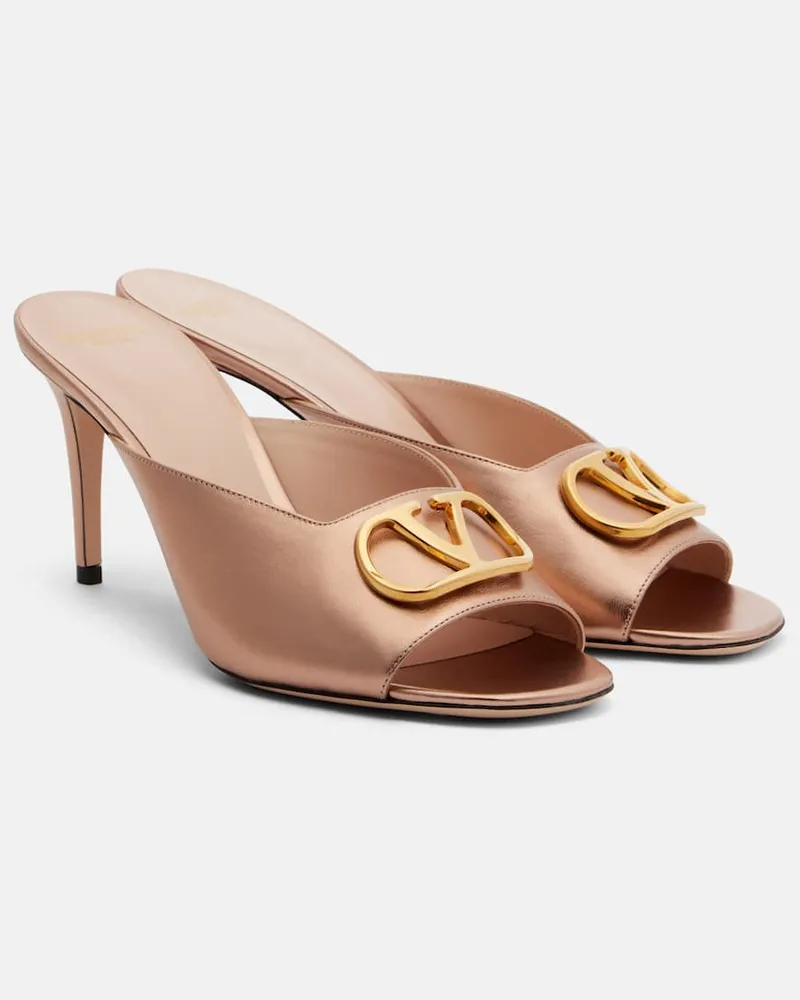 Valentino Garavani Mules VLogo in pelle metallizzata Rosa