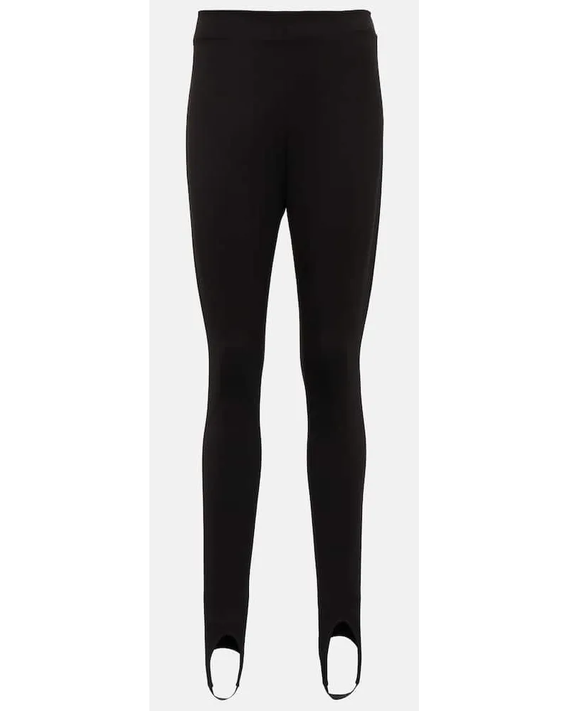 Balmain Leggings in misto cotone con staffe Nero