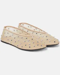 KHAITE Ballerine Marcy con cristalli Beige