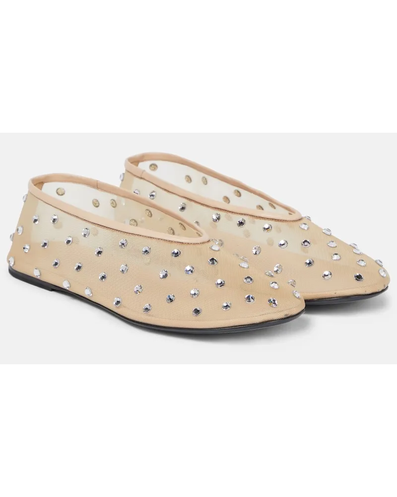 KHAITE Ballerine Marcy con cristalli Beige