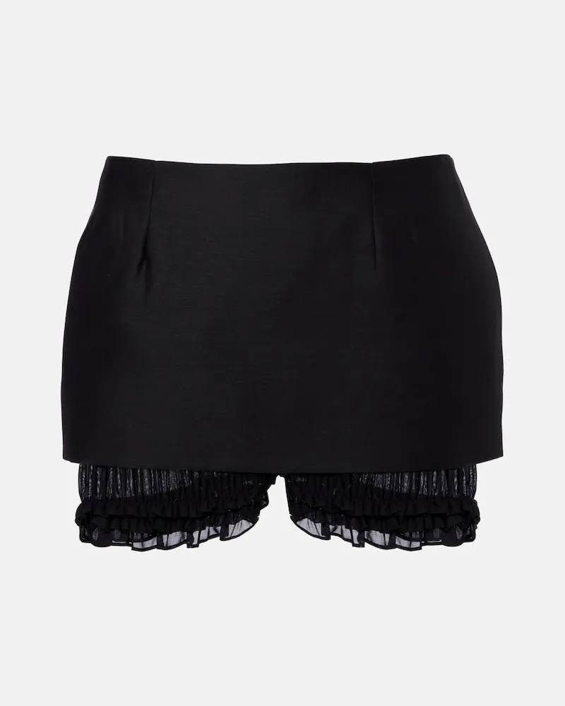 Magda Butrym Gonna pantalone in lana e seta con volant Nero