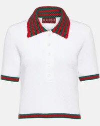 Gucci Polo Web Stripe in pizzo di misto cotone Bianco