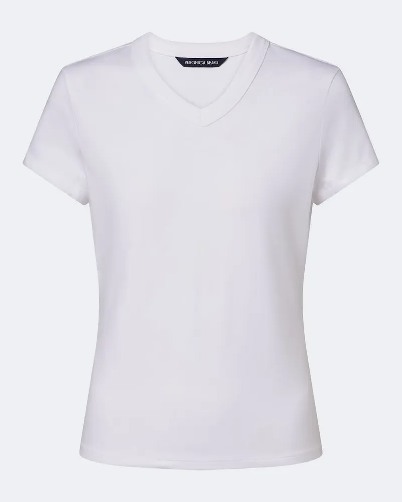 Veronica Beard T-shirt Devin in jersey di misto cotone Bianco