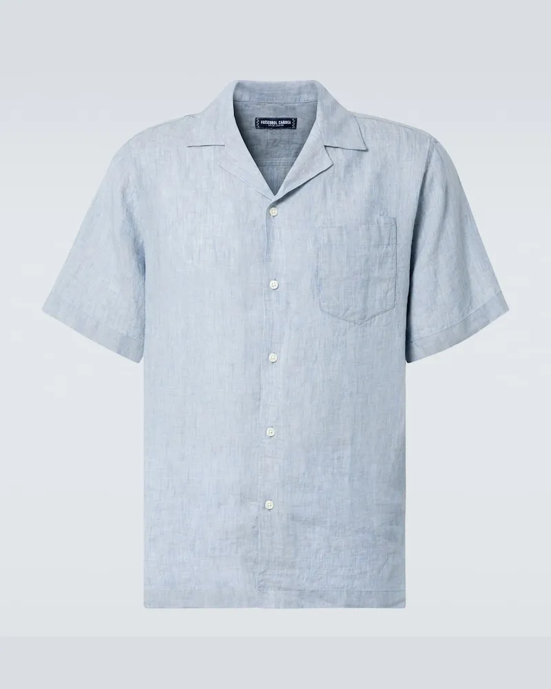 Frescobol Carioca Camicia Angelo in lino Blu