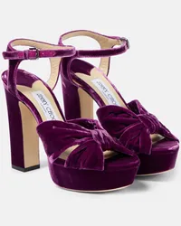 Jimmy Choo Sandali Heloise 120 in velluto con plateau Viola